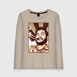 Лонгслив хлопковый женский Эрнесто - портрет, цвет: миндальный
