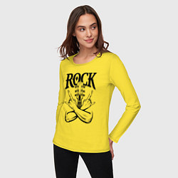 Лонгслив хлопковый женский Рок - гитара, цвет: желтый — фото 2