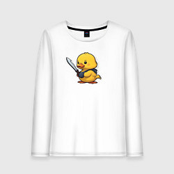 Лонгслив хлопковый женский Боевой утенок, цвет: белый