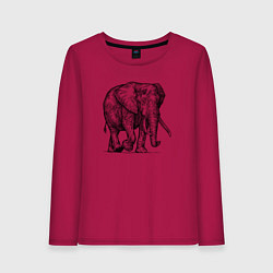 Лонгслив хлопковый женский Слон идет, цвет: маджента