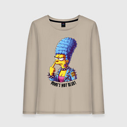 Лонгслив хлопковый женский Marge Simpson - punks not dead motto, цвет: миндальный