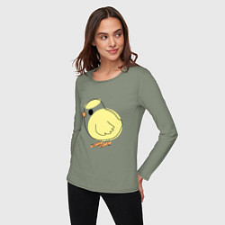 Лонгслив хлопковый женский Птицы цыпленок, цвет: авокадо — фото 2