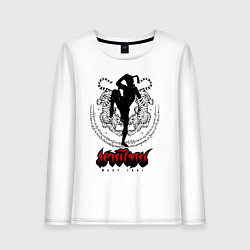 Лонгслив хлопковый женский Муай тай боец, цвет: белый