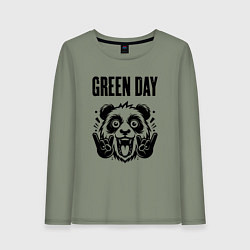 Лонгслив хлопковый женский Green Day - rock panda, цвет: авокадо