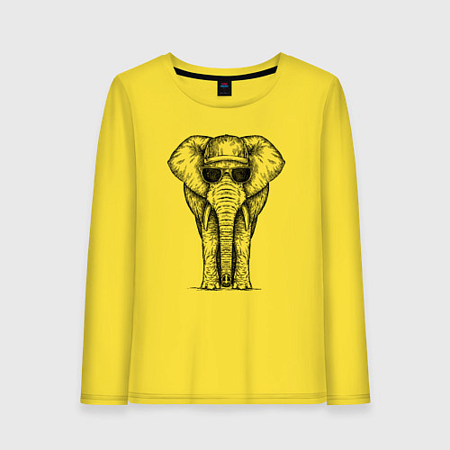 Женский лонгслив Слон в панаме / Желтый – фото 1
