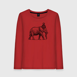 Лонгслив хлопковый женский Слон замерз, цвет: красный