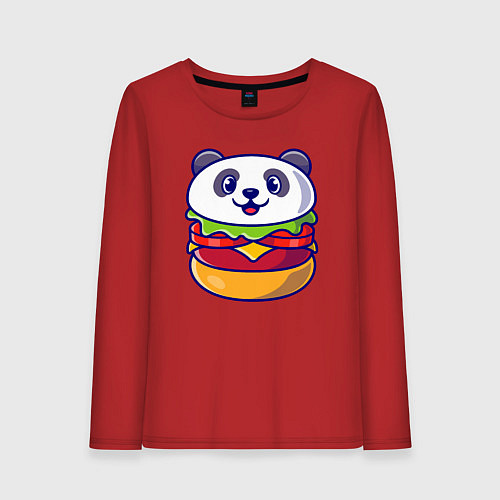 Женский лонгслив Панда бургер / Красный – фото 1