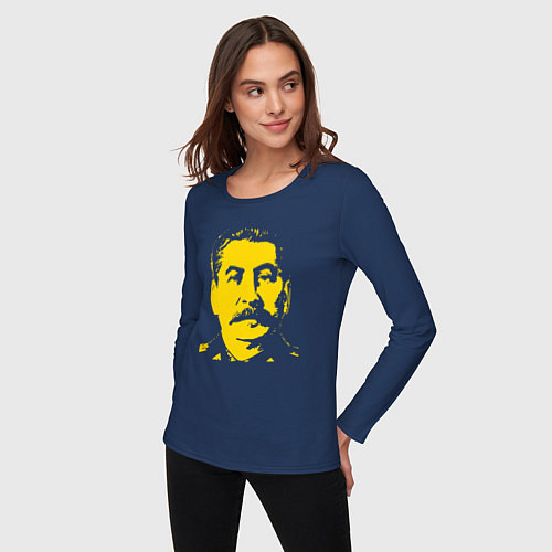 Женский лонгслив Yellow Stalin / Тёмно-синий – фото 3