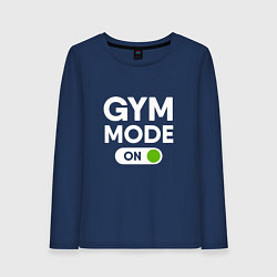 Лонгслив хлопковый женский Gym mode on, цвет: тёмно-синий