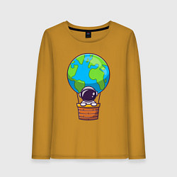 Женский лонгслив Космонавт на воздушном шаре