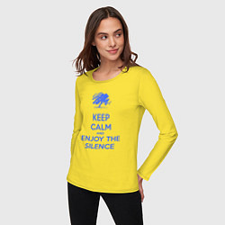 Лонгслив хлопковый женский Keep calm and enjoy the silence, цвет: желтый — фото 2