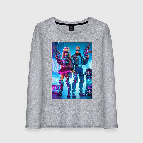 Женский лонгслив Ken and Barbie - cyberpunk ai art / Меланж – фото 1
