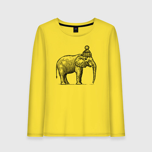 Женский лонгслив Слону холодно / Желтый – фото 1