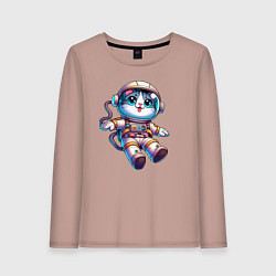 Женский лонгслив Котёнок бравый космонавт - нейросеть