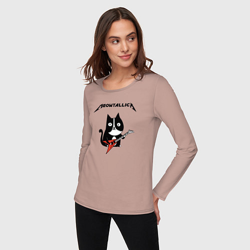 Женский лонгслив Meowtallica cat / Пыльно-розовый – фото 3
