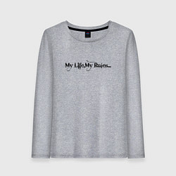 Лонгслив хлопковый женский My life my rules, цвет: меланж