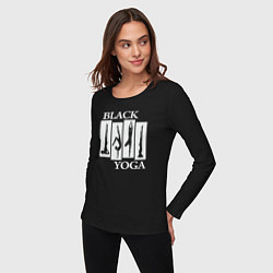 Лонгслив хлопковый женский Black yoga, цвет: черный — фото 2