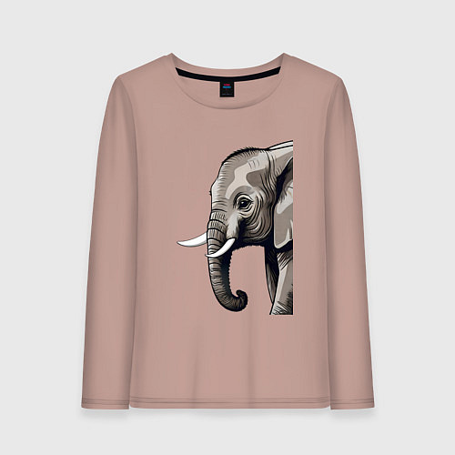 Женский лонгслив Большой африканский слон / Пыльно-розовый – фото 1