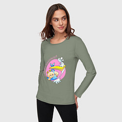 Лонгслив хлопковый женский Двойняшек заказывали, цвет: авокадо — фото 2