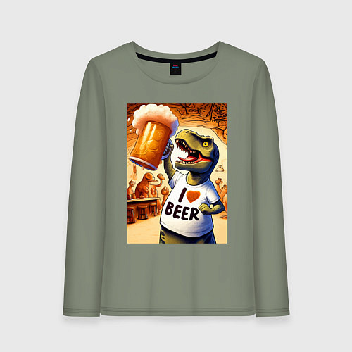 Женский лонгслив I love beer - ai art / Авокадо – фото 1
