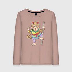Лонгслив хлопковый женский Царь обезьян, цвет: пыльно-розовый