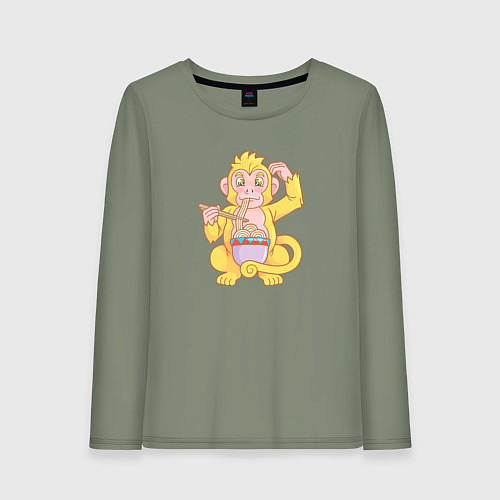 Женский лонгслив Обезьяна с лапшой / Авокадо – фото 1