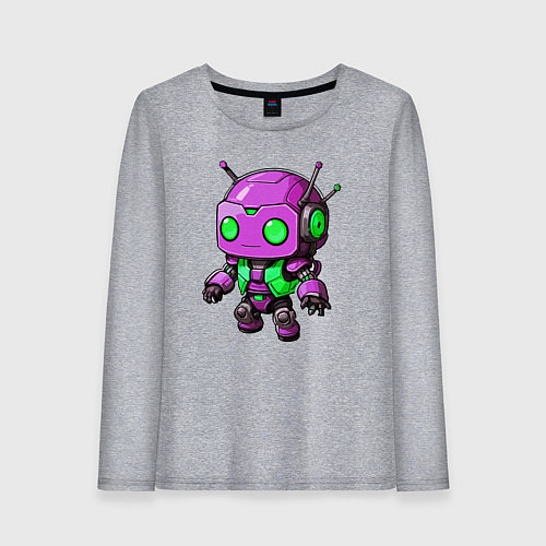 Женский лонгслив Фиолетовый робот инопланетянин / Меланж – фото 1