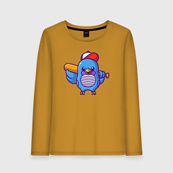 Женский лонгслив Птичка бейсболист