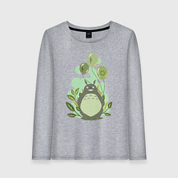 Лонгслив хлопковый женский Green Totoro, цвет: меланж