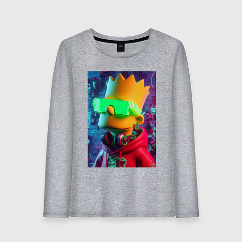 Женский лонгслив Чувак Барт Симпсон - нейросеть / Меланж – фото 1