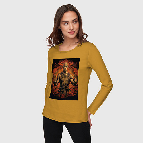 Женский лонгслив Тайский боец Муай Тай / Горчичный – фото 3