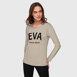 Лонгслив хлопковый женский Eva never alone - motto, цвет: миндальный — фото 2