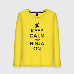 Лонгслив хлопковый женский Keep calm and ninja on, цвет: желтый