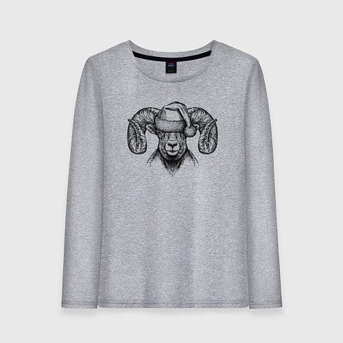 Женский лонгслив Новогодний баран / Меланж – фото 1