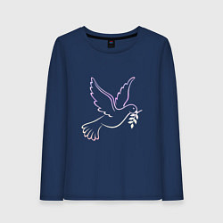 Женский лонгслив Контурный голубь с веточкой