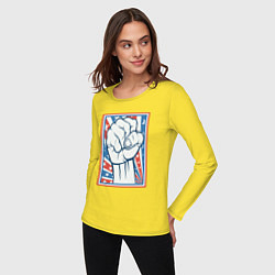 Лонгслив хлопковый женский USA revolution, цвет: желтый — фото 2