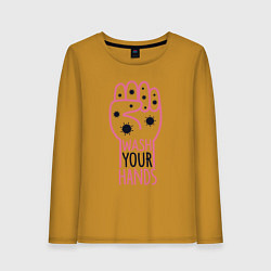 Лонгслив хлопковый женский Мой руки, цвет: горчичный