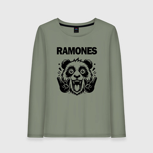 Женский лонгслив Ramones - rock panda / Авокадо – фото 1