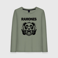 Лонгслив хлопковый женский Ramones - rock panda, цвет: авокадо