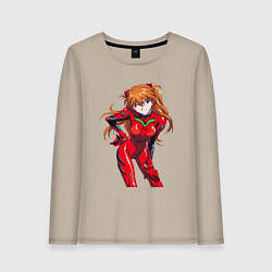 Лонгслив хлопковый женский Евангелион Аска Лэнгли Сорью, цвет: миндальный