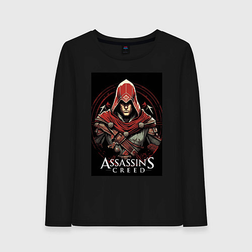 Женский лонгслив Assassins creed профиль игрока / Черный – фото 1
