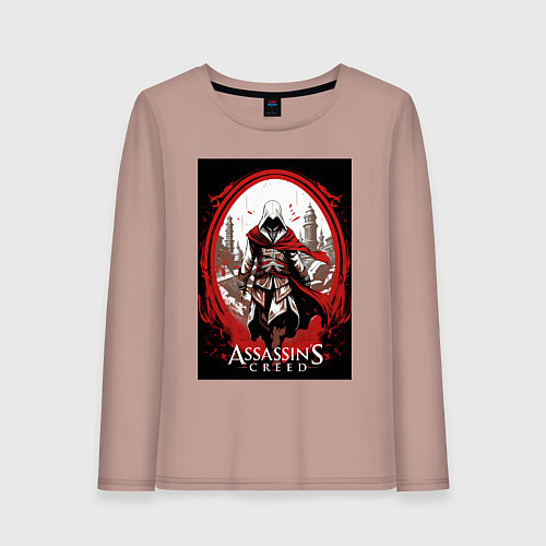 Женский лонгслив Assassins creed портал времени / Пыльно-розовый – фото 1