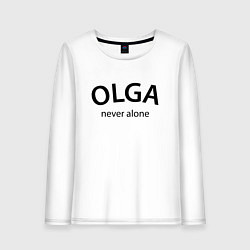 Лонгслив хлопковый женский Olga never alone - motto, цвет: белый