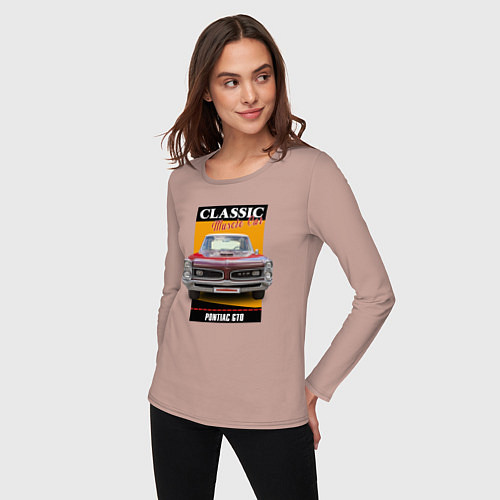 Женский лонгслив Американский маслкар 60-х Pontiac GTO / Пыльно-розовый – фото 3