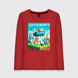 Лонгслив хлопковый женский Catcraft - collaboration ai art, цвет: красный