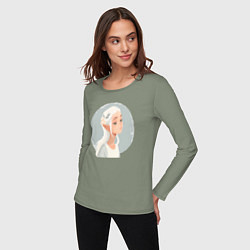 Лонгслив хлопковый женский Эльфийка Задумчивая, цвет: авокадо — фото 2