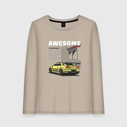 Женский лонгслив Невероятный nissan skyline / Миндальный – фото 1