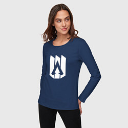 Лонгслив хлопковый женский Стилизованный логотип Апекс Легенд, цвет: тёмно-синий — фото 2