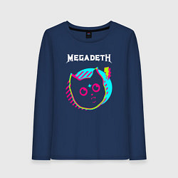 Лонгслив хлопковый женский Megadeth rock star cat, цвет: тёмно-синий
