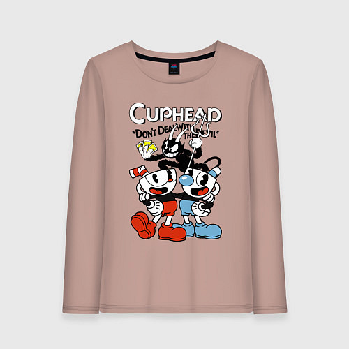 Женский лонгслив Cuphead - devil / Пыльно-розовый – фото 1